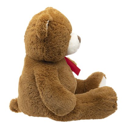 33 Inch Jumbo Plush Brown Bear with Red Ribbon, Child Ages 3 and Up