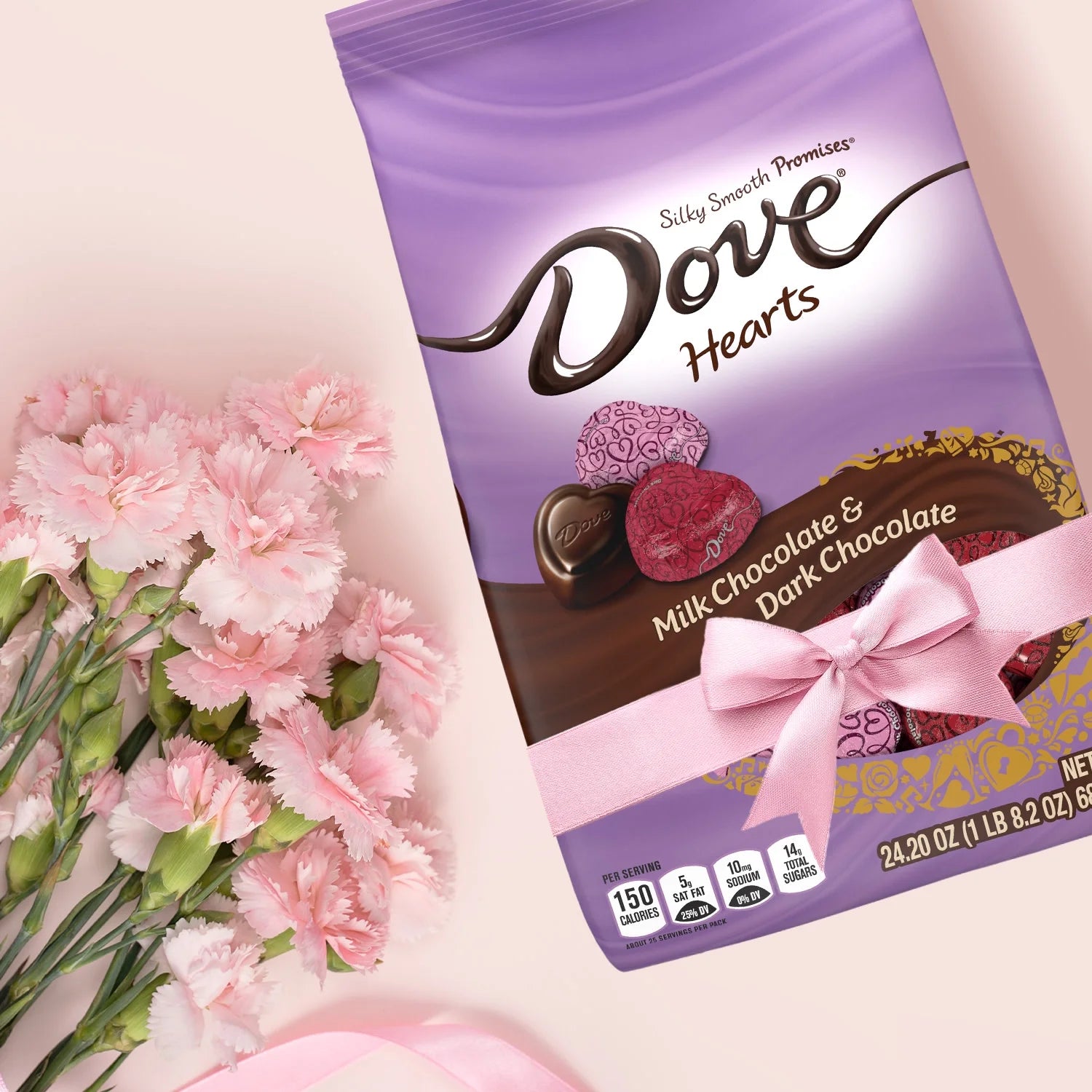 DOVE PROMISES Milk & Dark Chocolate Valentines Day Candy Hearts - 24.2 Oz Bag