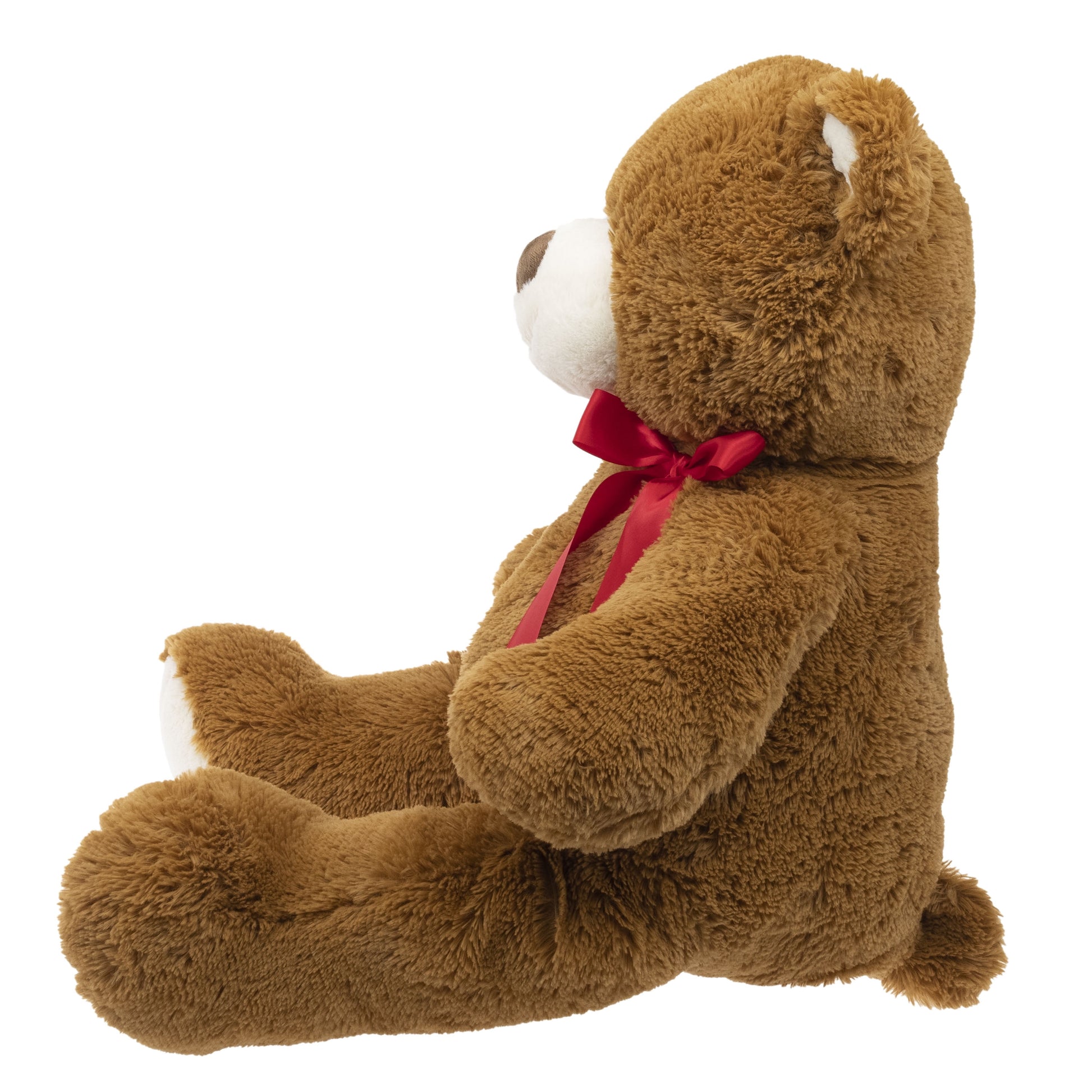 33 Inch Jumbo Plush Brown Bear with Red Ribbon, Child Ages 3 and Up