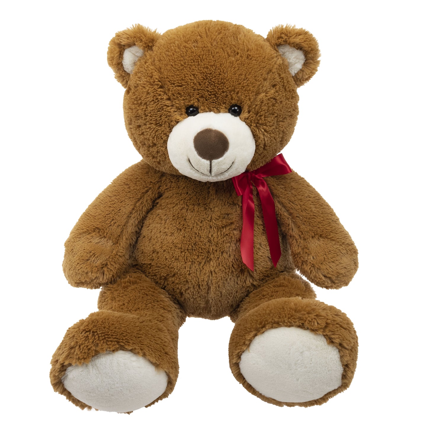 33 Inch Jumbo Plush Brown Bear with Red Ribbon, Child Ages 3 and Up