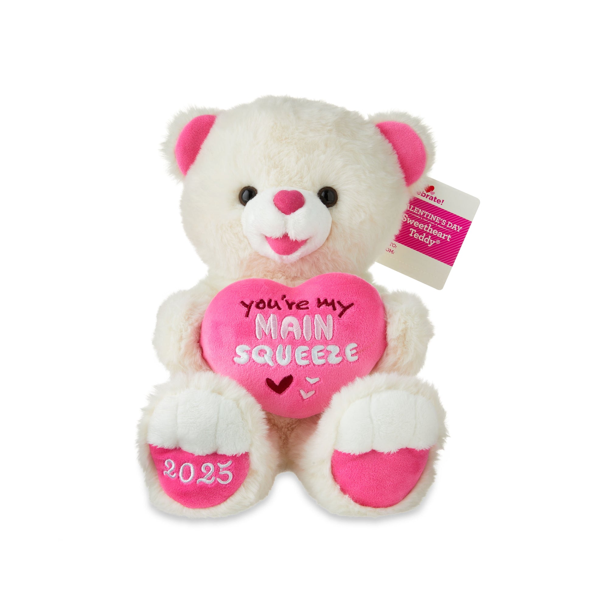 Valentine'S Day 2025 Sweetheart Teddy Plush, Cream and Pink, by